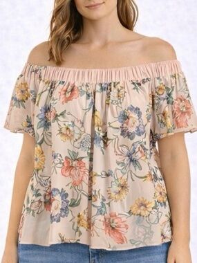Forever 21 Women’s Floral Off the Shoulder Cottagecore Fairycore Top - Size XL